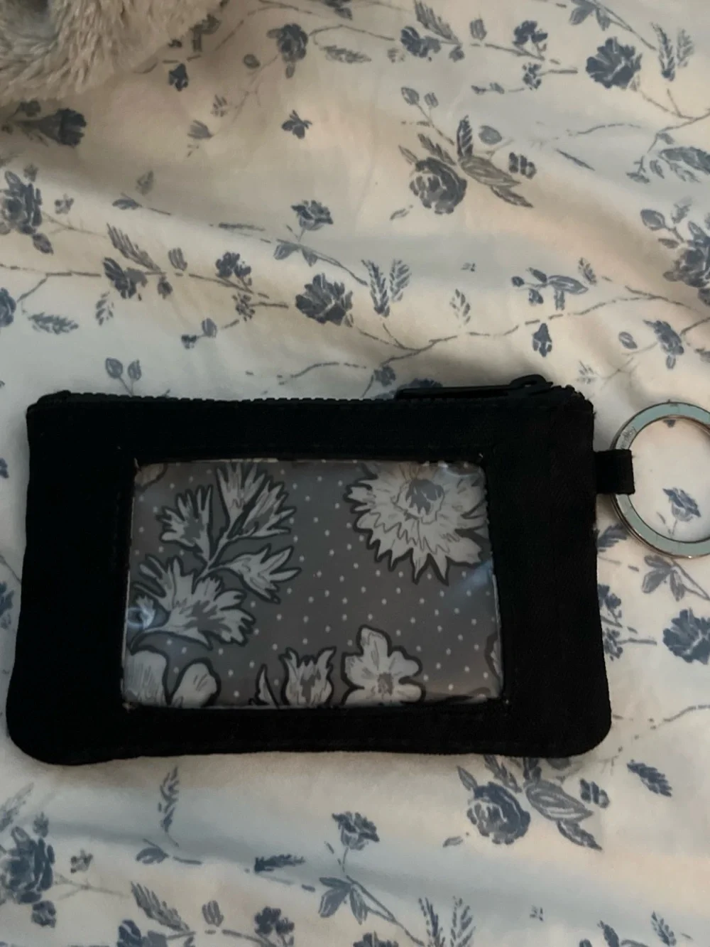Women's Black Zip Keyring Coin Pouch - Minimal Wallet
